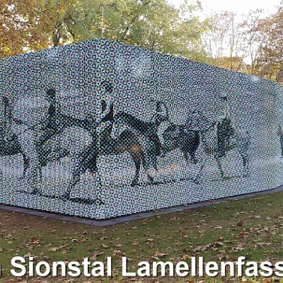 Fassade Lamellen Köln Sionstal Köln Sionstal fassade bedruckt. Architektur: Ute Piroeth Köln