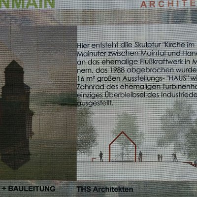 Skulptur Kirche im Fluss Maintal